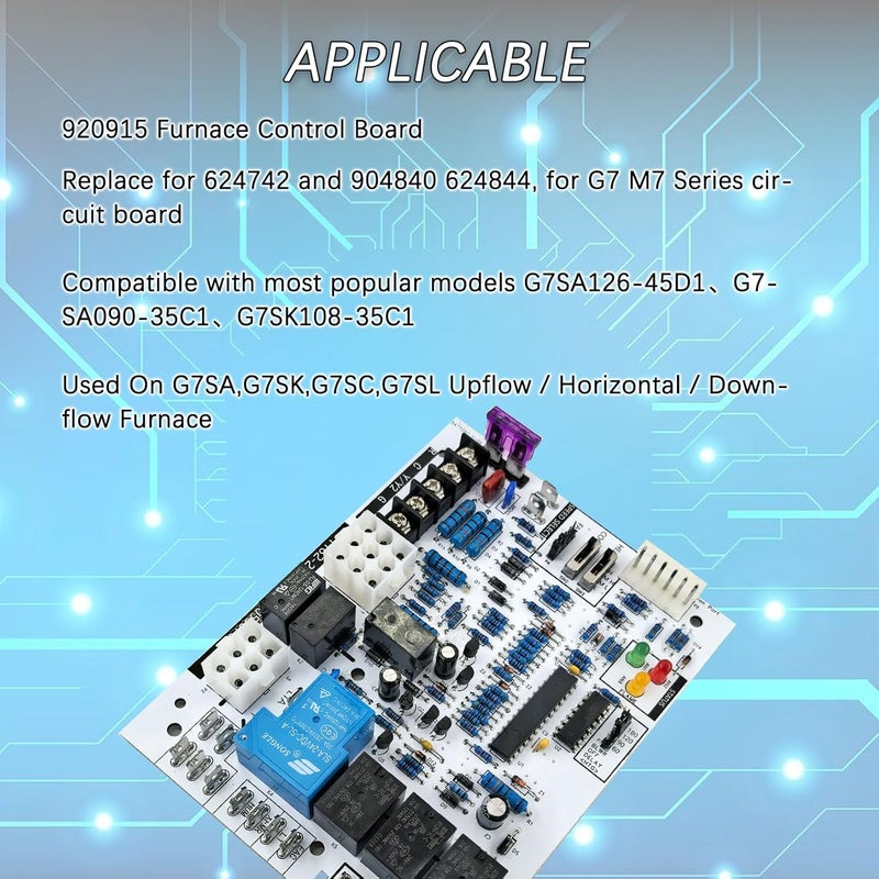 Dicsley 920915 Control Board for Furnace, Direct Replacement for 624742 and 904840, Fits Miller Nordyne Tappan Gibson G7 M7 Single Stage Gas Furnace - Image 4
